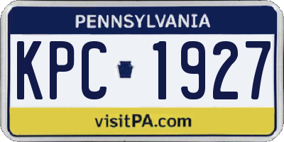 PA license plate KPC1927