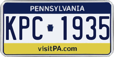 PA license plate KPC1935