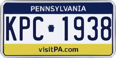 PA license plate KPC1938