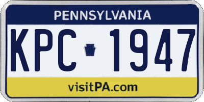 PA license plate KPC1947