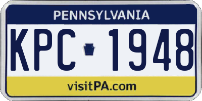 PA license plate KPC1948
