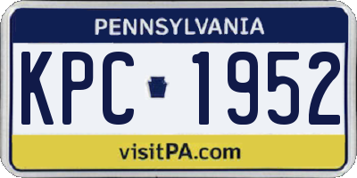 PA license plate KPC1952