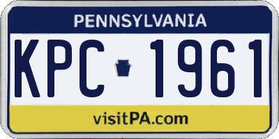 PA license plate KPC1961