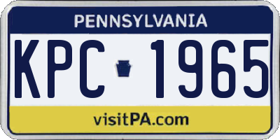 PA license plate KPC1965