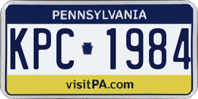PA license plate KPC1984