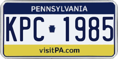 PA license plate KPC1985
