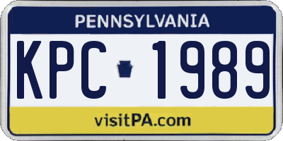 PA license plate KPC1989