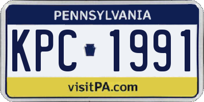 PA license plate KPC1991