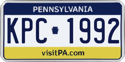 PA license plate KPC1992