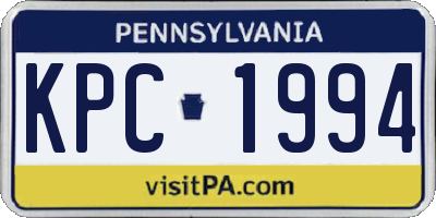 PA license plate KPC1994