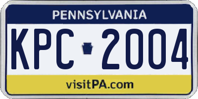 PA license plate KPC2004