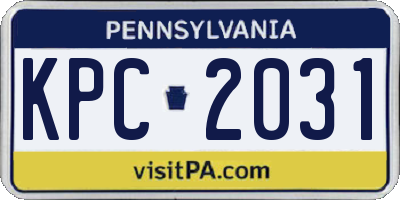 PA license plate KPC2031