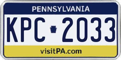 PA license plate KPC2033