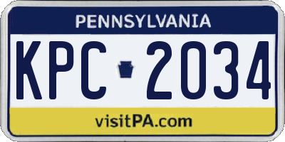 PA license plate KPC2034