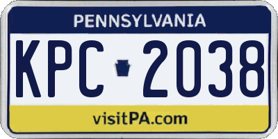 PA license plate KPC2038