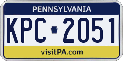 PA license plate KPC2051