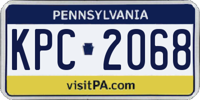 PA license plate KPC2068
