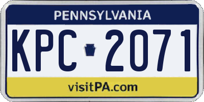 PA license plate KPC2071
