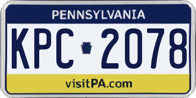 PA license plate KPC2078