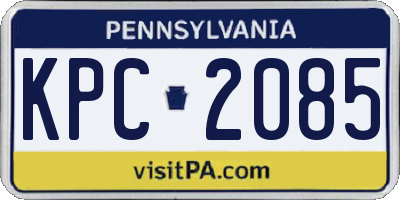 PA license plate KPC2085