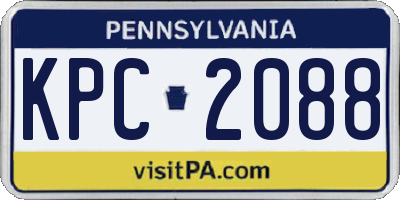 PA license plate KPC2088