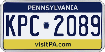 PA license plate KPC2089