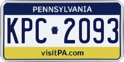 PA license plate KPC2093