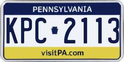PA license plate KPC2113