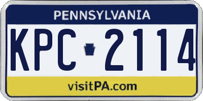 PA license plate KPC2114