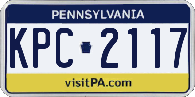 PA license plate KPC2117