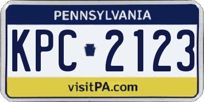PA license plate KPC2123