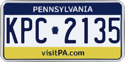PA license plate KPC2135