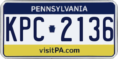 PA license plate KPC2136