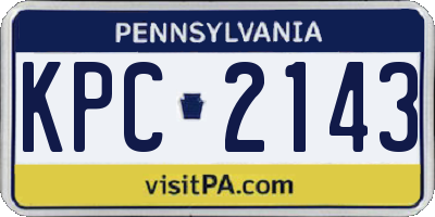 PA license plate KPC2143