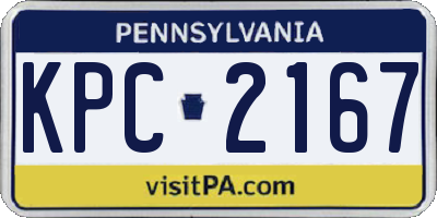 PA license plate KPC2167
