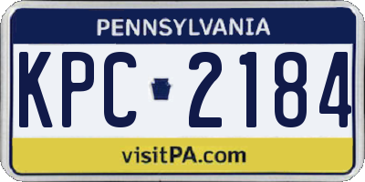 PA license plate KPC2184