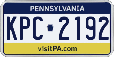 PA license plate KPC2192