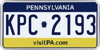 PA license plate KPC2193