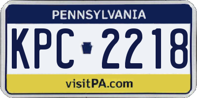 PA license plate KPC2218
