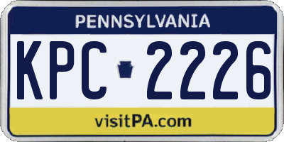 PA license plate KPC2226
