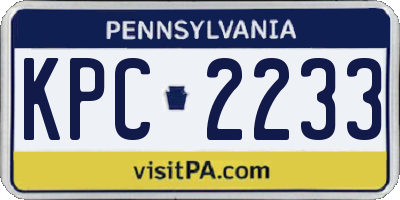 PA license plate KPC2233