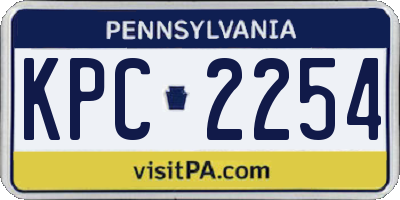 PA license plate KPC2254