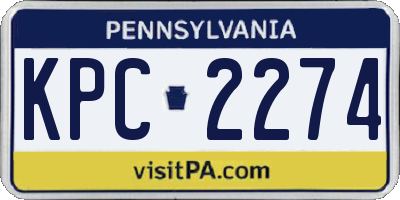 PA license plate KPC2274
