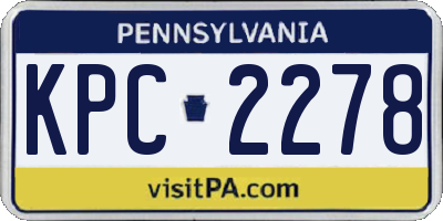 PA license plate KPC2278