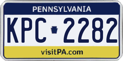 PA license plate KPC2282
