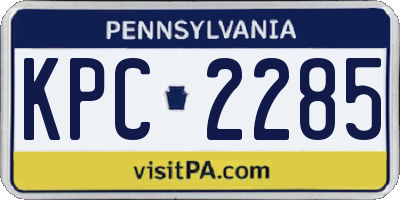 PA license plate KPC2285
