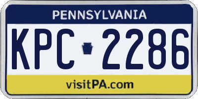 PA license plate KPC2286
