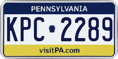 PA license plate KPC2289