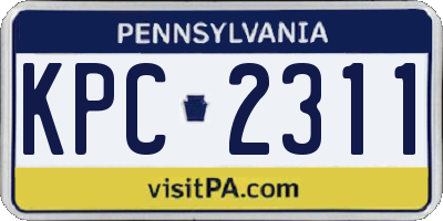 PA license plate KPC2311