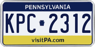 PA license plate KPC2312